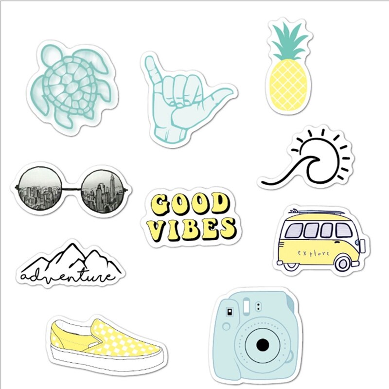Vsco Aufkleber Pack 10Stck Nette Aufkleber Ästhetischen Aufkleber Vinyl Vsco Decals für hydro Glaskolben Wasser Flasche Jugendliche Mädchen Laptop ipad