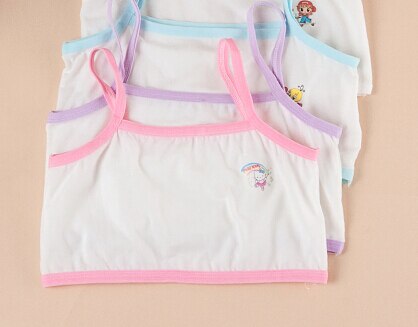 Summer Children's Clothes Girls Bras Sling Cotton Girls Training Bras For Girls Big Kids Girls Underwear Bra 3 Pieces/lot: pattern Random Color