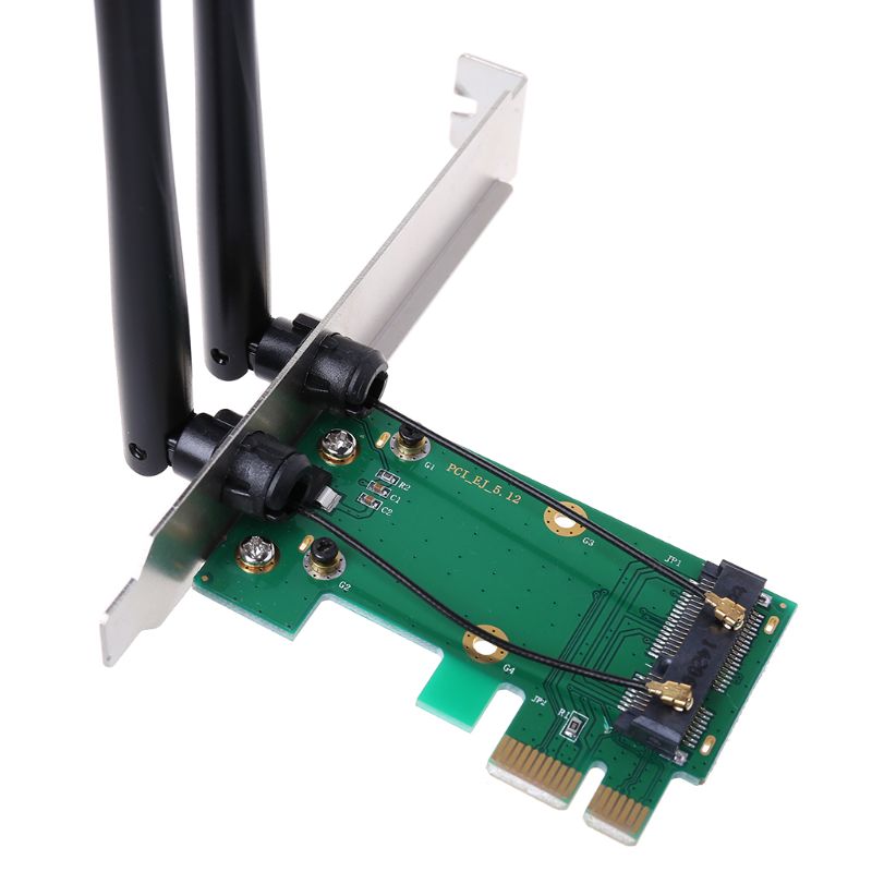 Carte réseau sans fil WiFi Mini PCI-E Express vers PCI-E adaptateur avec 2 antennes PC de bureau externe