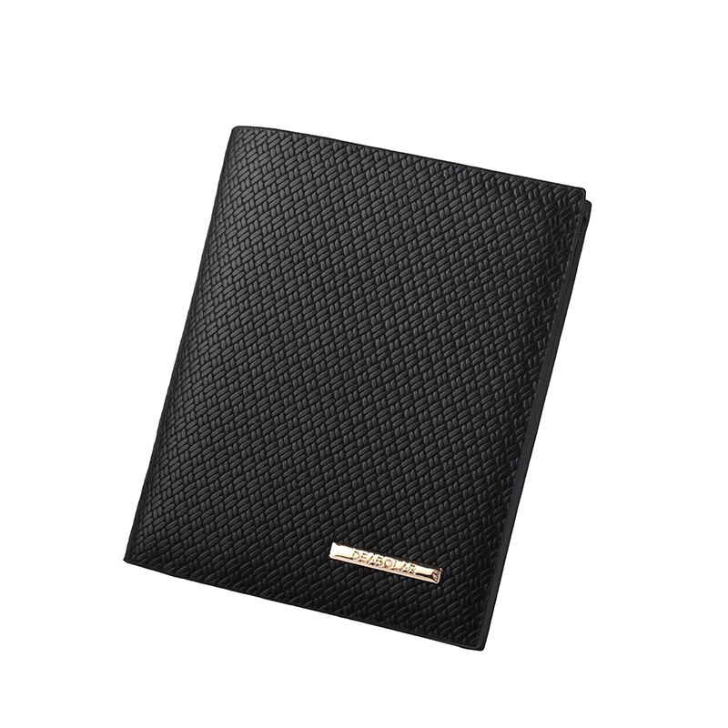 Portefeuille court pour hommes, style, portefeuille de personnalité en relief, double pli horizontal et vertical: JC801-2-BLACK