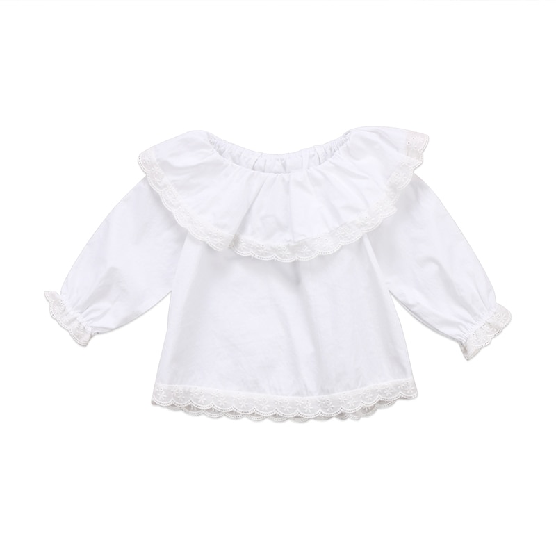 Pudcoco Nuove Neonate Lace Off Spalla white lace T-shirt Manica Lunga t shirt bebe ragazza Top Vestiti