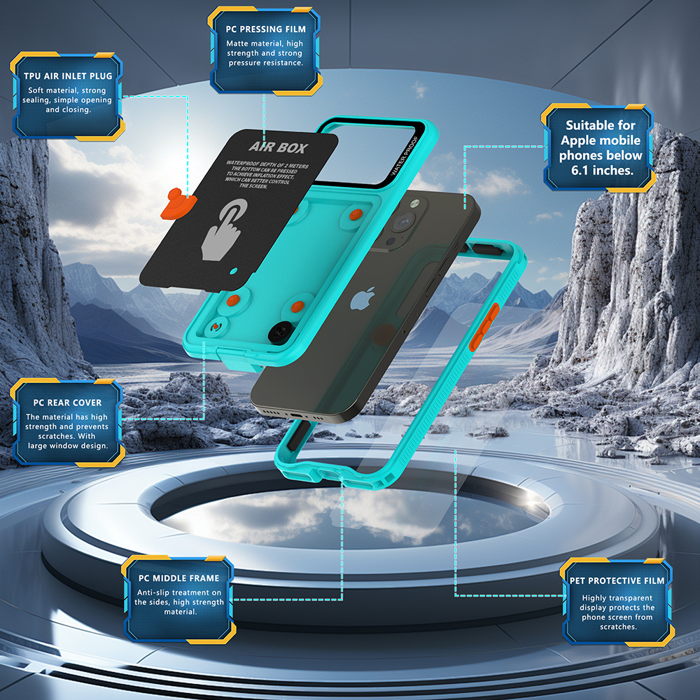 Funda impermeable IP68 para iphone 15 Pro, funda 14 13 12 bajo el agua 360, cubierta de sellado de cuerpo completo, Protector de pantalla incorporado a prueba de golpes