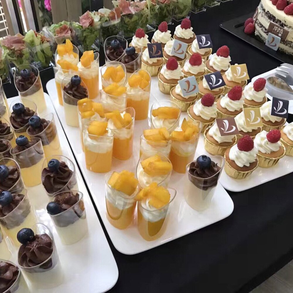 10PCS 80ml Mini Dessert Cups Clear Slanted Appetizer Cup Jelly Pudding Mousse Cup