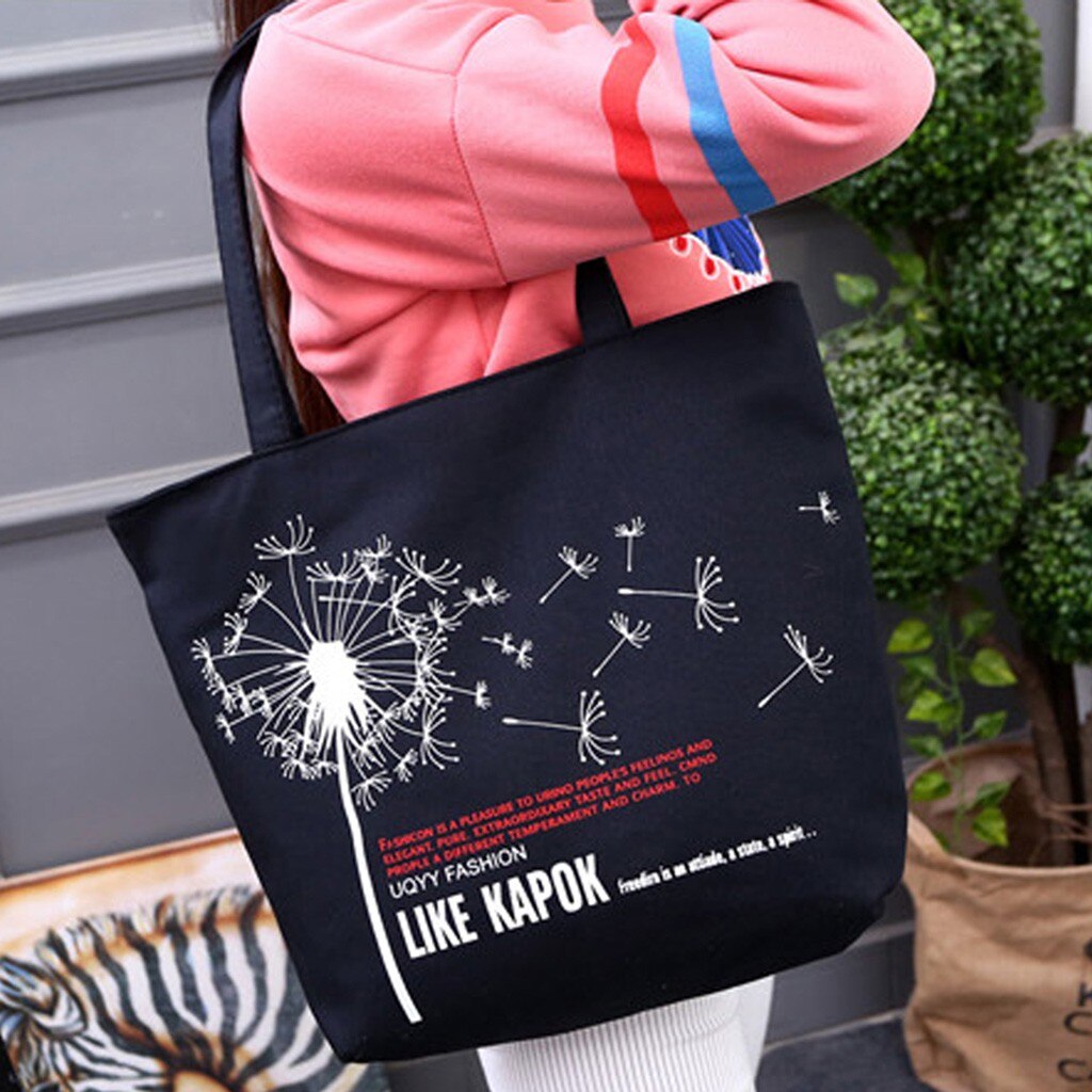 Bolsa de compras para mujer, bolsa de lona con letras impresas para protección del medio ambiente, bolsa ecológica, bolsas reutilizables 12C