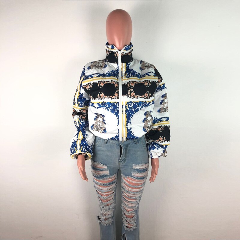 Haoyuan afslappet pufferjakke til kvinder streetwear langærmet vintertøj varmt parka-overtøj tyk dunboblefrakker