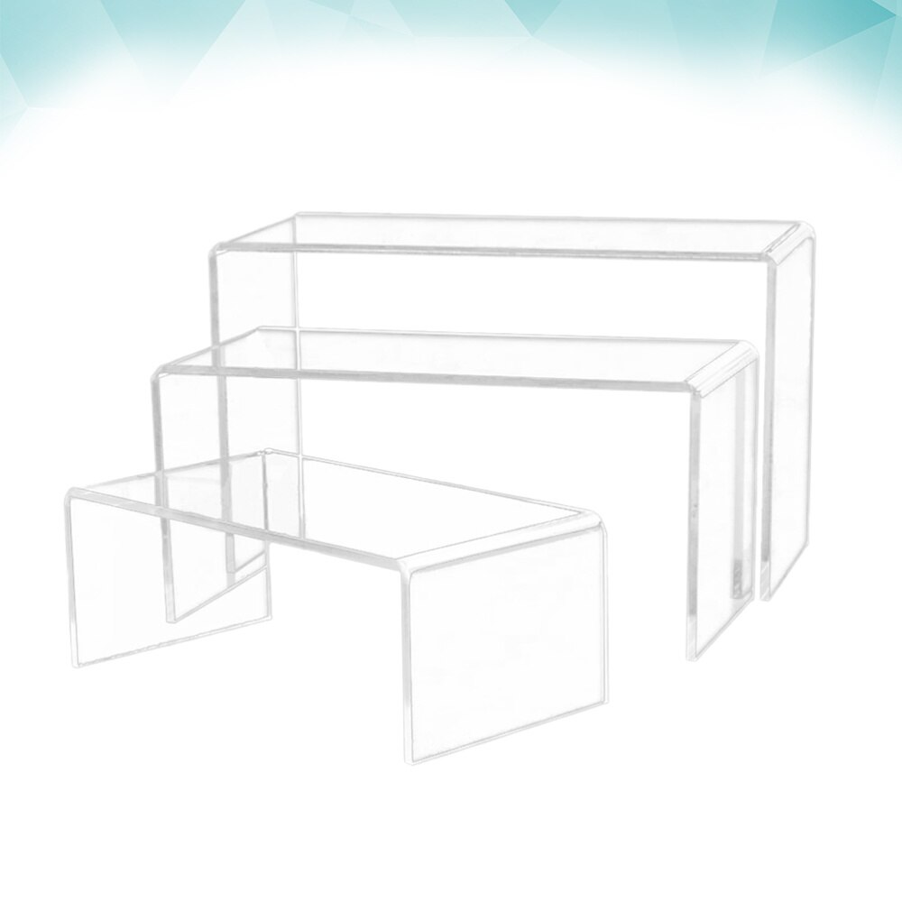 3 Pcs U Shaped Acrylic Storage Rack Clear Shelf Display Stand Desktop Organizer Holder for Model Bag Shoes - Size