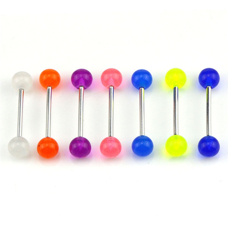 Nose Barbell Bars Body Piercing Jewelry Luminous Glow Acrylic Tongue Rings