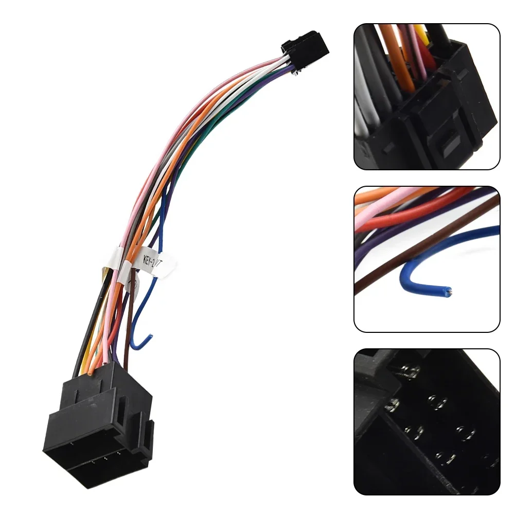 16 Pin To ISO Connector Harness Adapter Plug Play Extension Wiring Cable For Aftermarket Car Audio Radio Head Unit