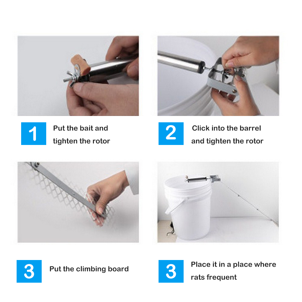 Trampa automática para ratones de acero inoxidable, barra rodante continua, puede atrapar plagas y ratones domésticos para controlar el cebo de roedores