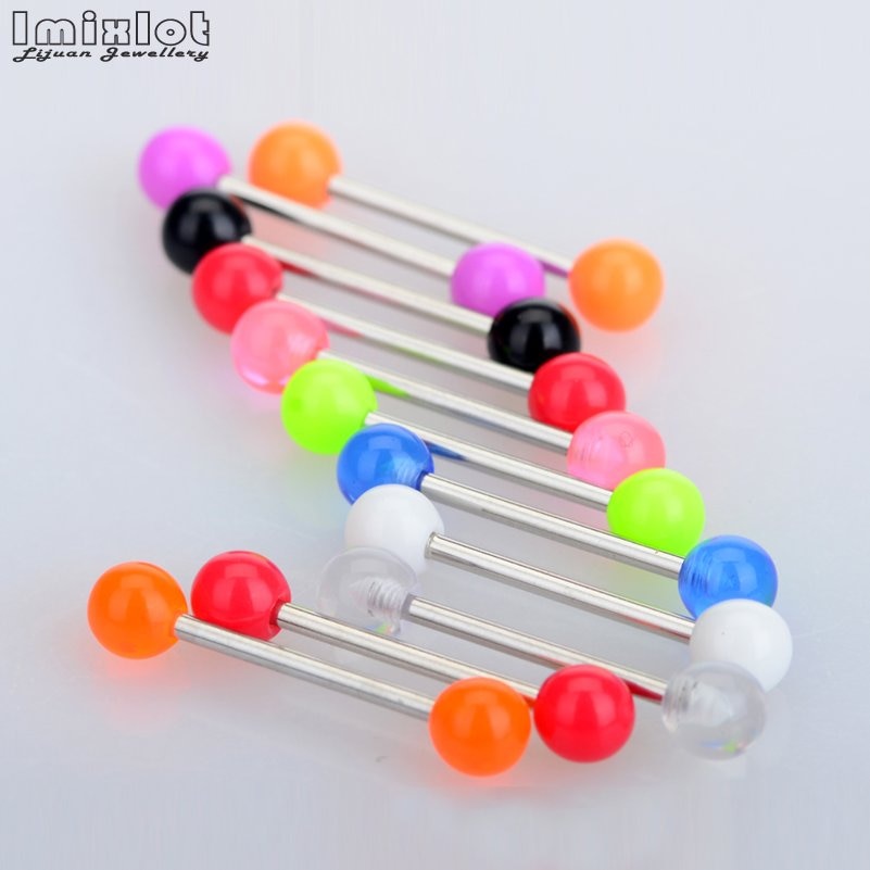 45Pcs Mixed Acryl Spike/Bal Navel Wenkbrauw Lip Tong Ring Neusringen Studs Buik Piercing Barbell Lichaam Sieraden