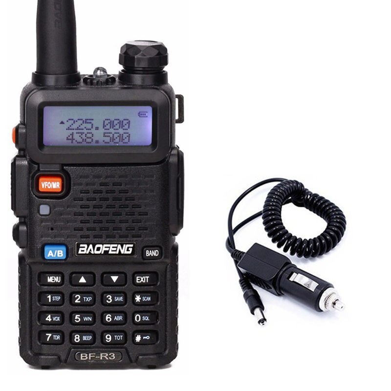 BaoFeng BF-R3 talkie-walkie Tri-bande 136-174 Mhz 220-260 Mhz/400-520 Mhz + 2 antennes Amatuer la Radio portative de jambon de uv-5r: add car charger