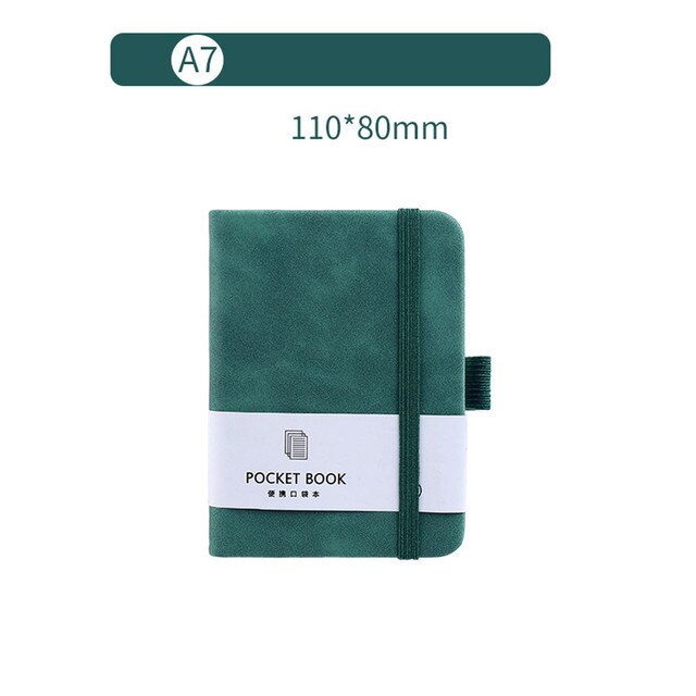 A6/A7 Simple Pocket Notebook Mini Notepad Portable Diary Book Agenda Planner Time Management Stationery Office School Supplies: dark green-A7