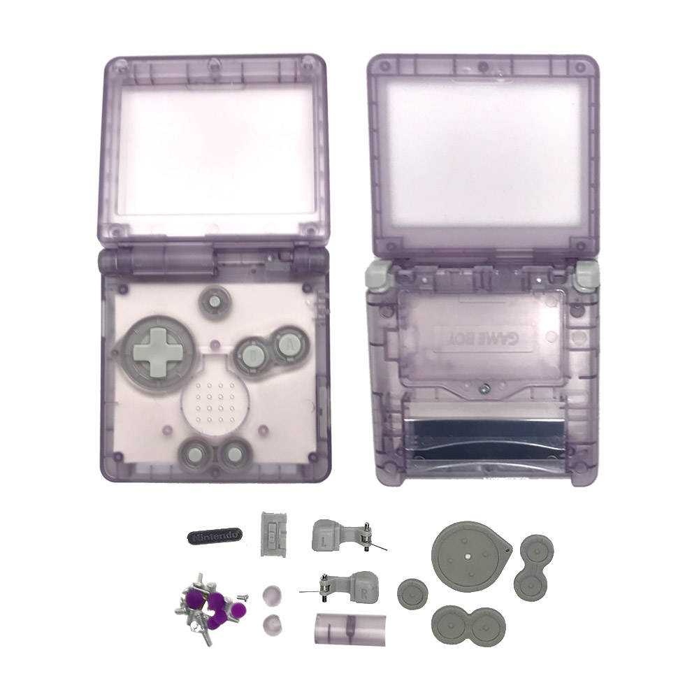 16 colors Housing Shell Case for GBASP Classic SFC Gray Shell with button, rubber pads, sticker replace for Gameboy Advance: Clear Light Purple