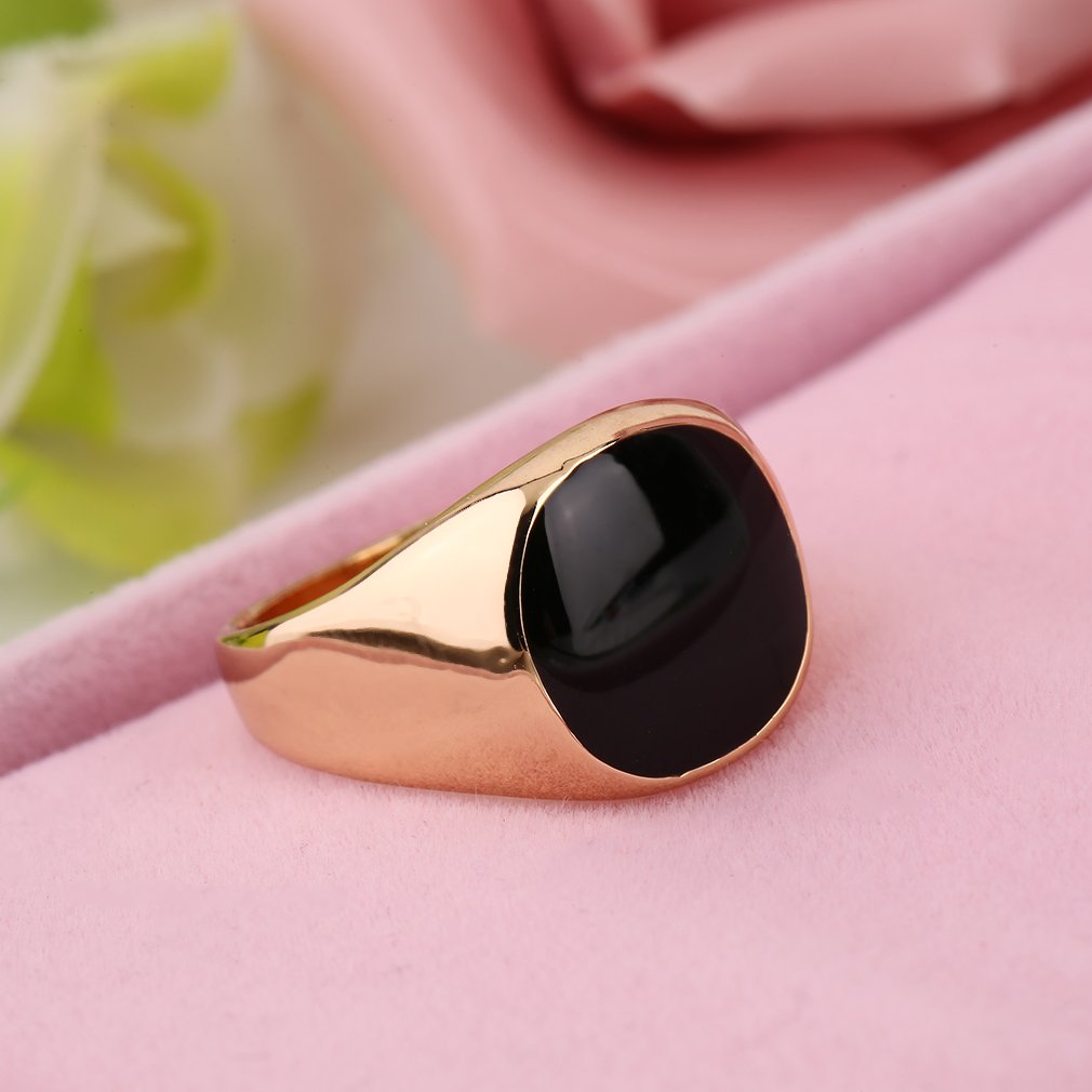 Edelstahl Metall Ring Schwarz Onyx Stein Engagement Hochzeit Ring