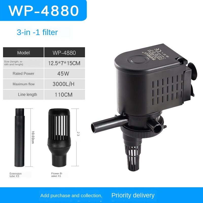 Fish tank submersible pump aquarium mute multi-function filter 3-in-1 small circulating oxygen pump water pump pond 220-240V
