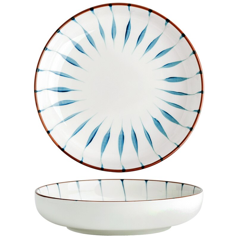 CHANSHOVA 8/10 inches Handmade ceramic bowl Personality Bowl Noodle salad plates Porcelain dining-plates Tableware G210