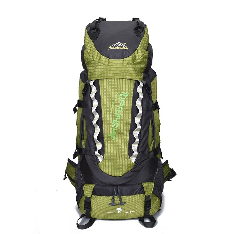 Camping hiking bag Outdoor Climbing Backpacks Waterproof Nylon Travel Sport Mountaineering Bags Zipper Hiking Backpack 80L: Green