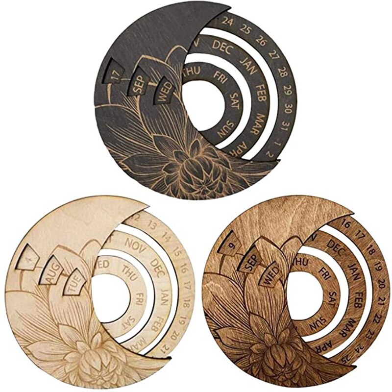 Wall Calendar, Perpetual Calendar, Wooden Wall Calendar, Adjustable Calendar Suitable for Home Office School: Default Title