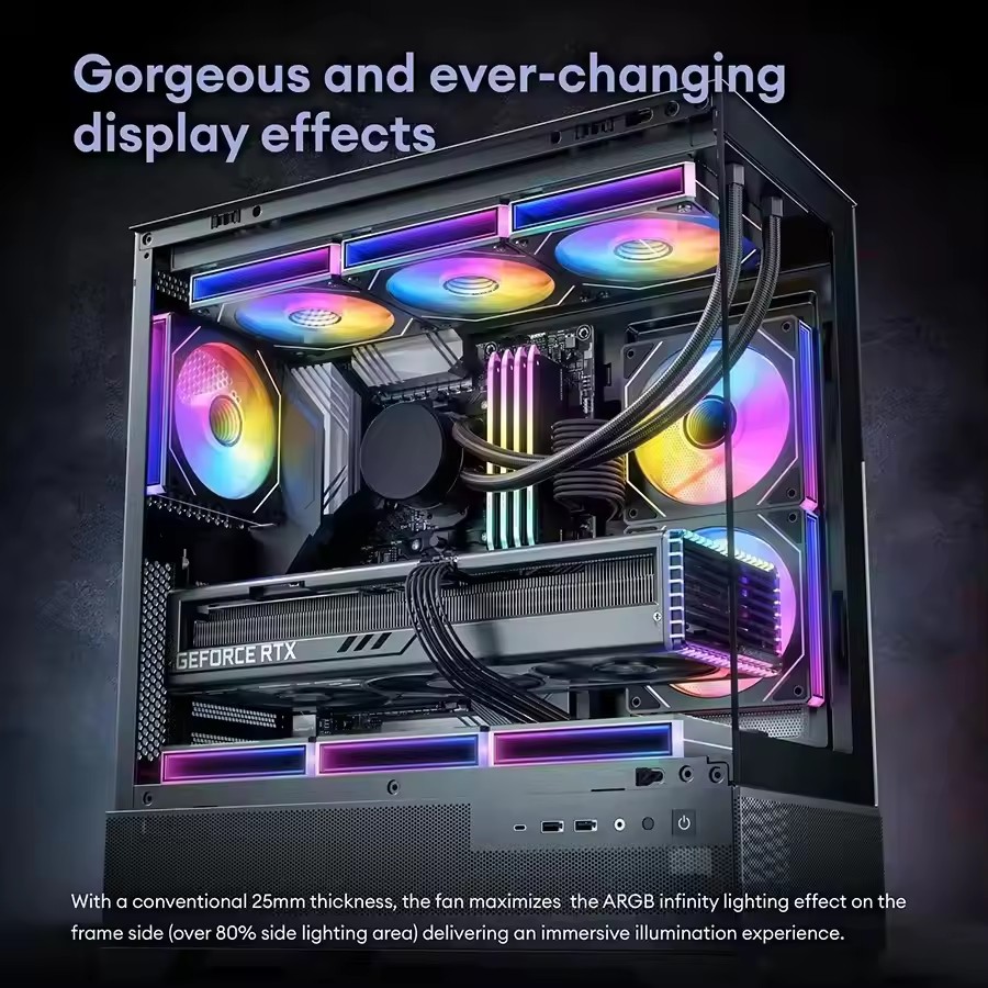 ICE Whale PRISM 7PRO 120mm ARGB Case Fan 1800RPM 4PIN PWM Ventilador de resfriamento silencioso de grande volume de ar