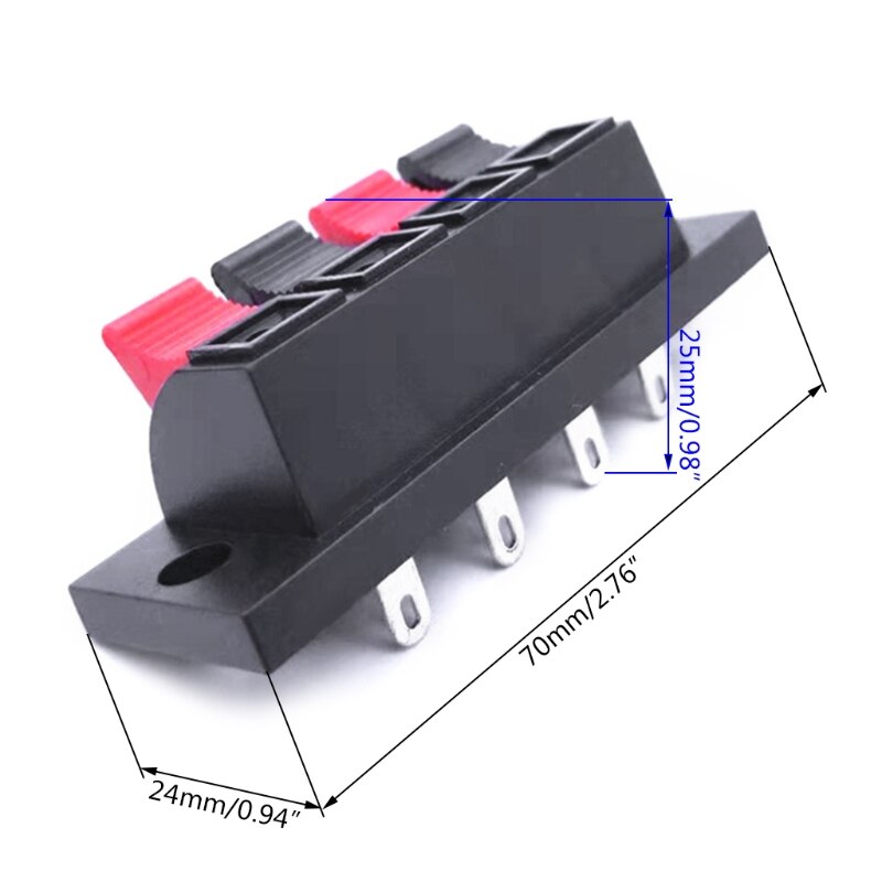 5pcs Speaker Terminal Block Stereo Speaker Strip Shape Push Release Connector Plate 4 Position