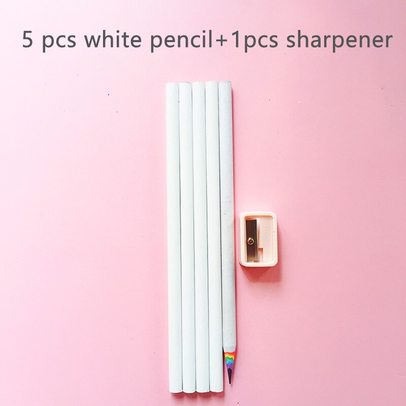 6Pcs/Set Stationery Sets 5 Pcs HB Rainbow Paper Pencil 1 Pcs Sharpener School Office Drawing Supplies Cute Pencils for Girls: 1
