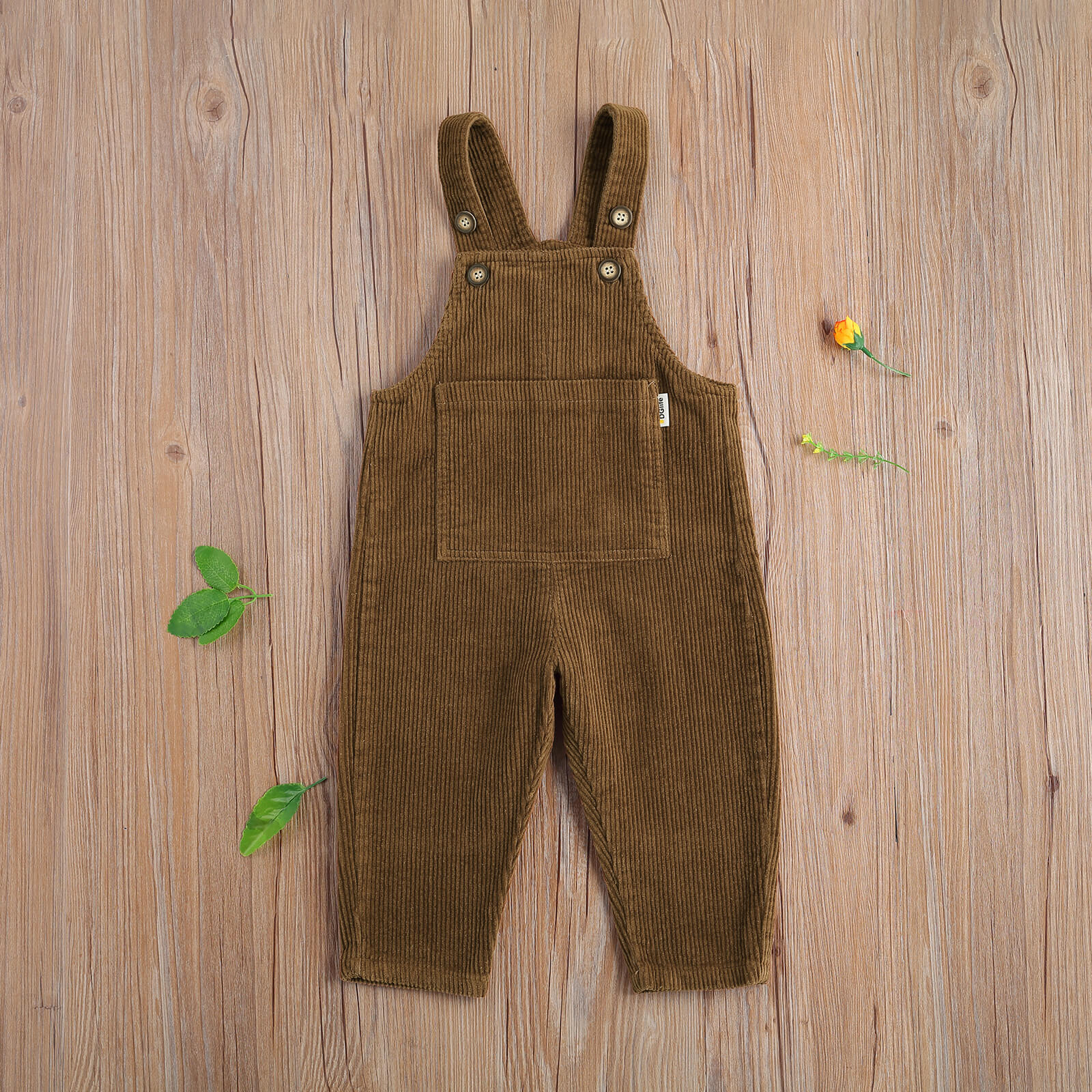 Pantalones de tirantes para bebé y niña, Pelele con pana de Color sólido, pantalones largos con tiras de pana y Bolsillo grande