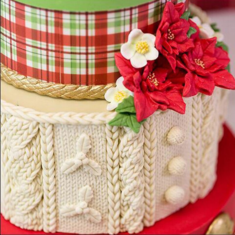 Kageform 3d strikning tekstur silikone skimmel jul kage grænse fondant forme kage dekorationsværktøjer chokolade tyggegummi pasta skimmel