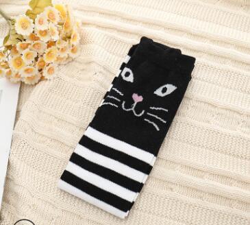 Kinderen Cartoon Sokken Katoen Been Warm Leuke Meisjes Knie Hoge Sok Joker Half Tube Sokken Zijde Vos Beer Patroon kniehoge: The cat stripe high