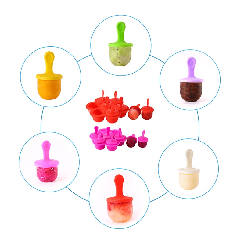Silicone Mini Ice Pops Mold Ice Cream Popsicle Molds Child DIY Supplement Tool Food For Kids Baby Fruit Shake Ice Mold