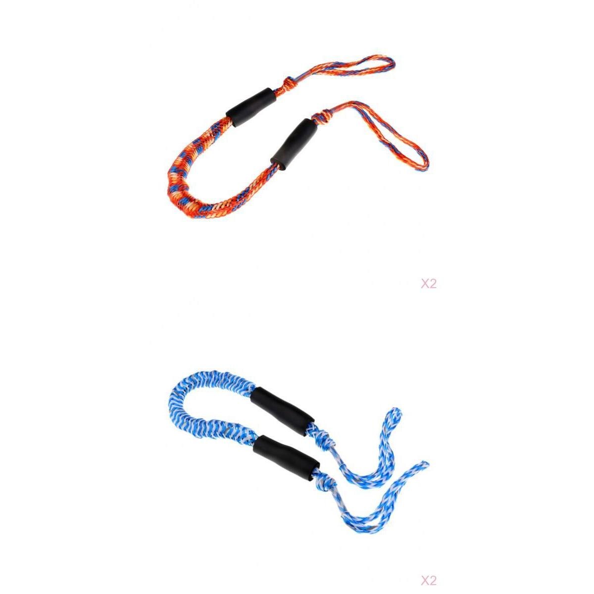 Corde d'affûtage pour bateau de élastique | Ligne de quai tendeur de ligne de quai de 3,5ft pour bateaux, (Orange/bleu + bleu/blanc) de 4 pièces