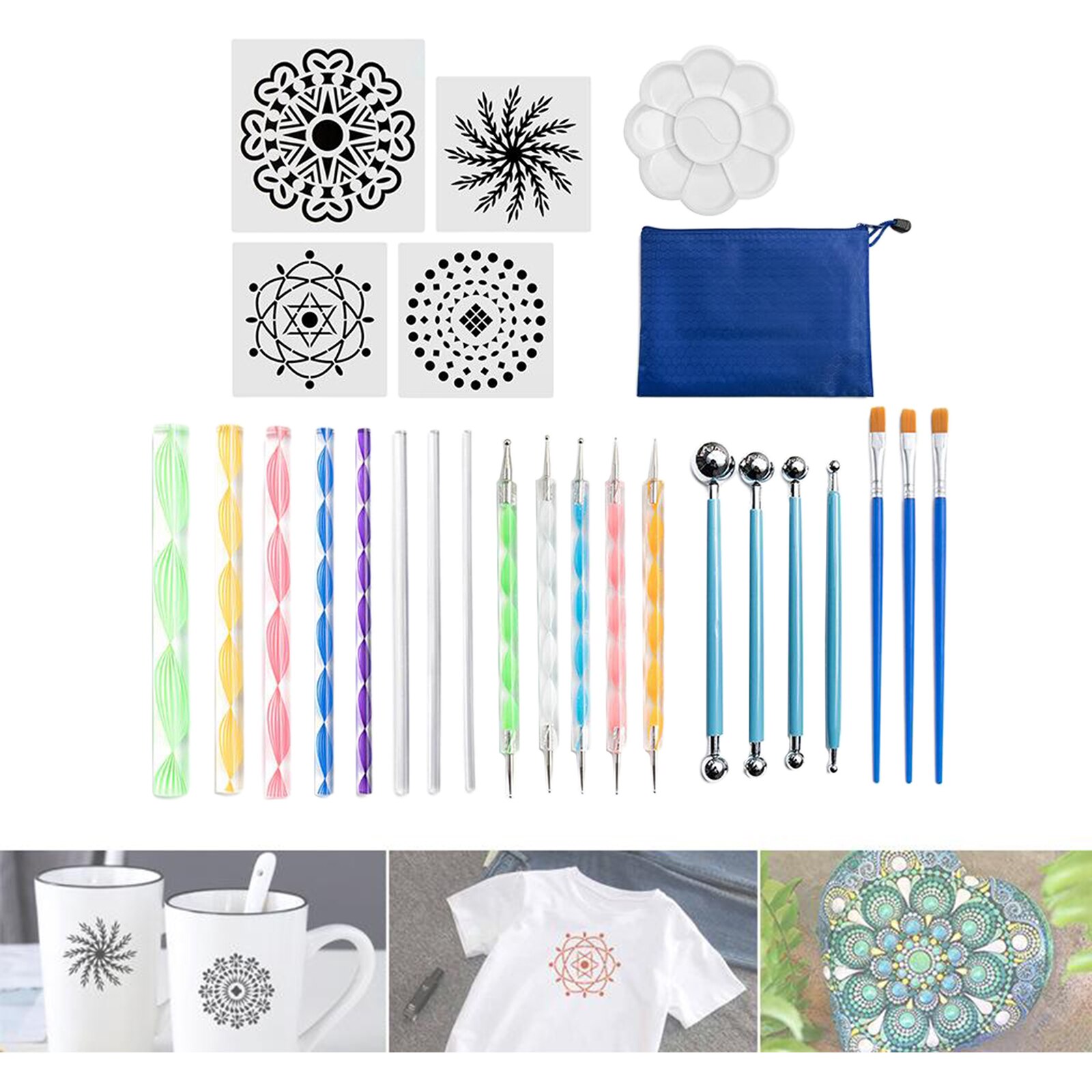 25Pcs Mandala Dotting Tools DIY Rock Painting Kits Dot Art Pen Paint Stencil