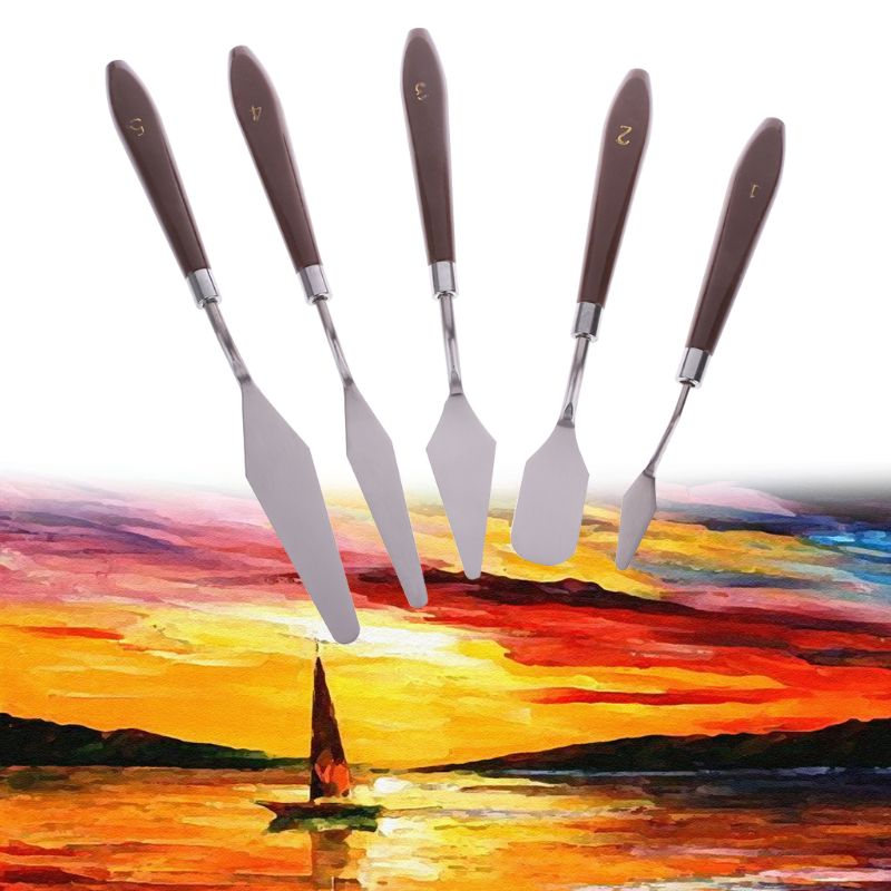 5Stck Professionelle Stahl Künstler Ölgemälde Kunst Malen Palette Spachtel