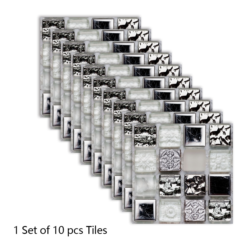 10 stk/sett 2d flat marmor mosaikk harde fliser veggklistremerke bord bad hjemmeinnredning veggdekor vanntette peel & stick kunst veggmaleri