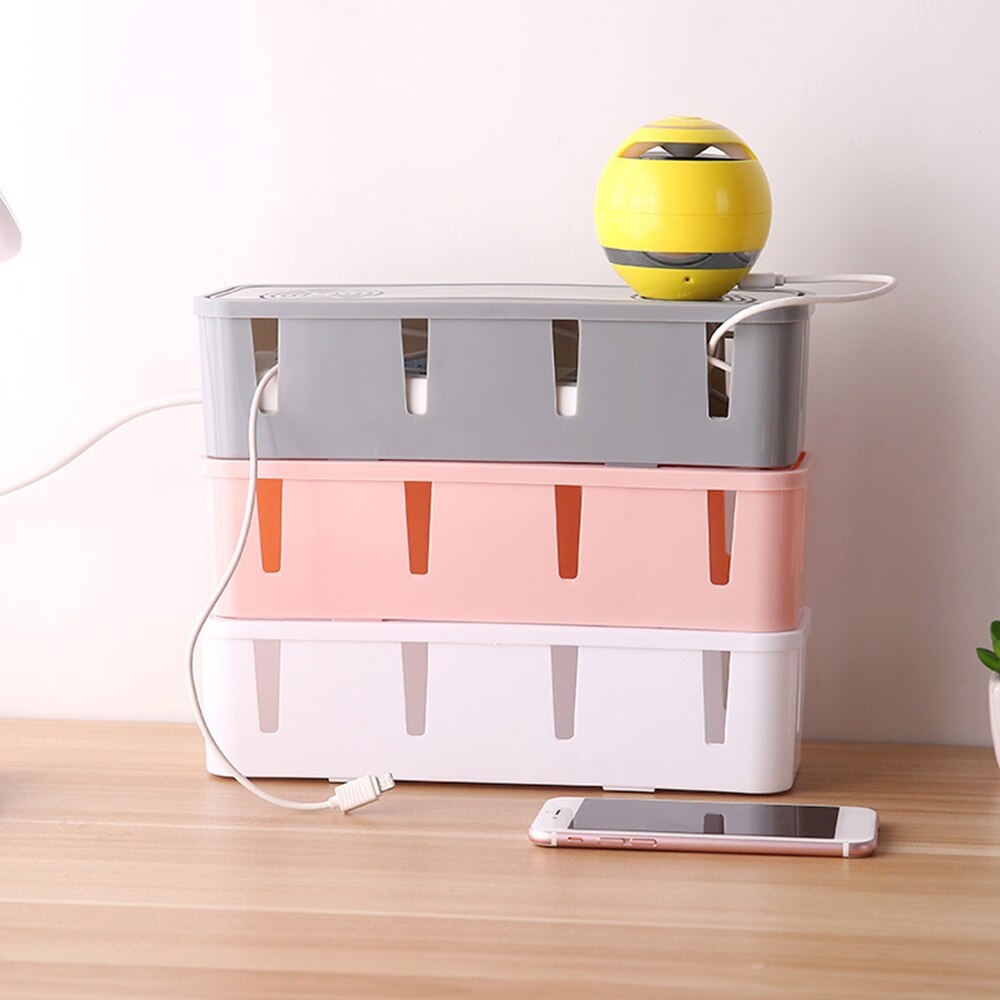 Stopcontact opbergdoos kabel verlengsnoer organizer desktop stroom gadget bak mobiele oplader elektrische plastic houder