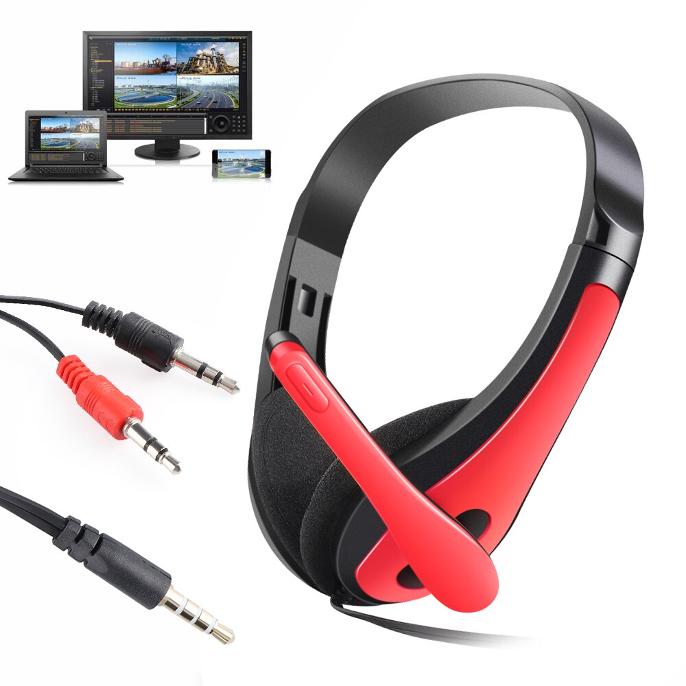 3.5mm stereo gaming headset hoofd hoofdtelefoon bas met microfoons ruisonderdrukking voor computer telefoon dubbele/enkele stekker