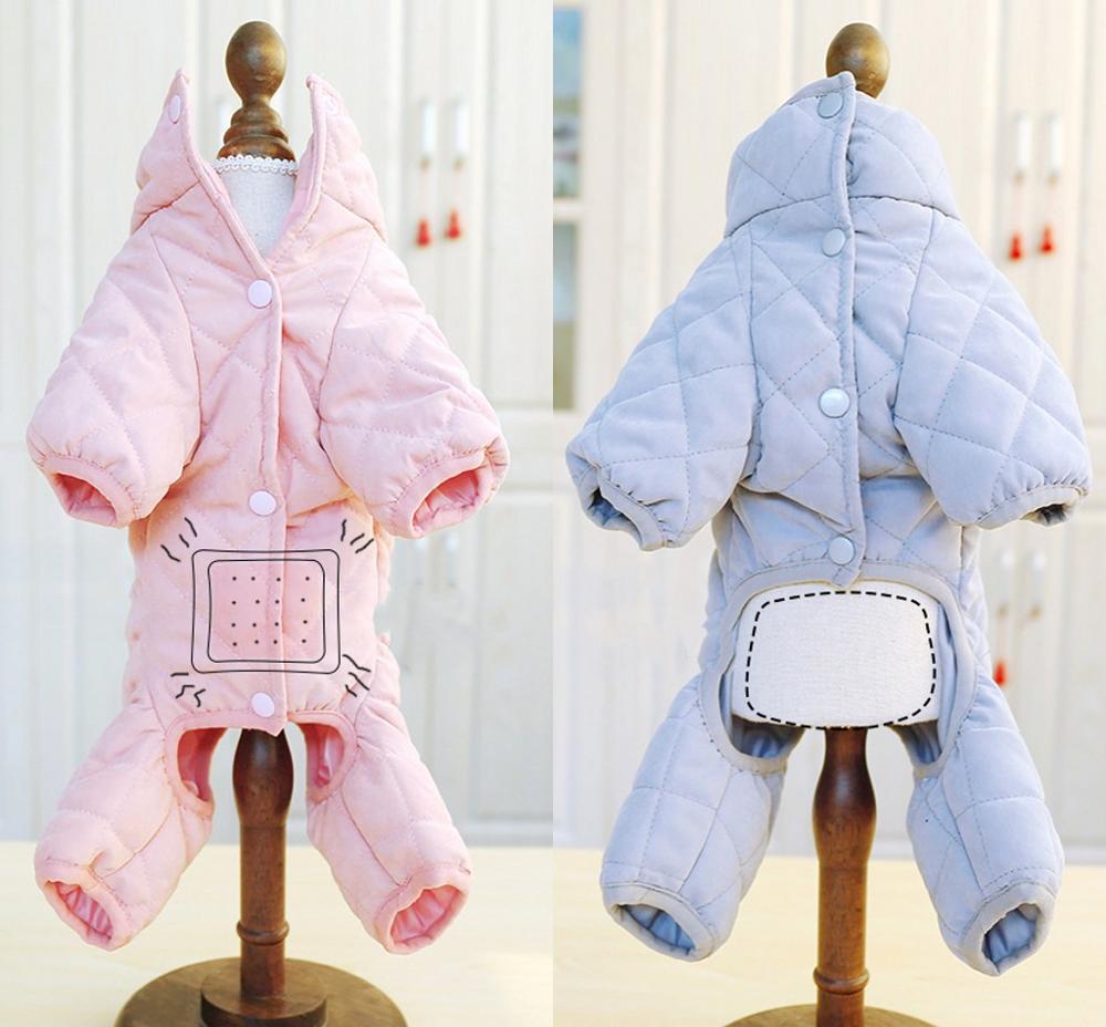 Winter Huisdier Jumpsuit Jas Teddy Kat Kleding Puppy Kleding Meisje Buik Close 2 Kleur Xs Sml Xl