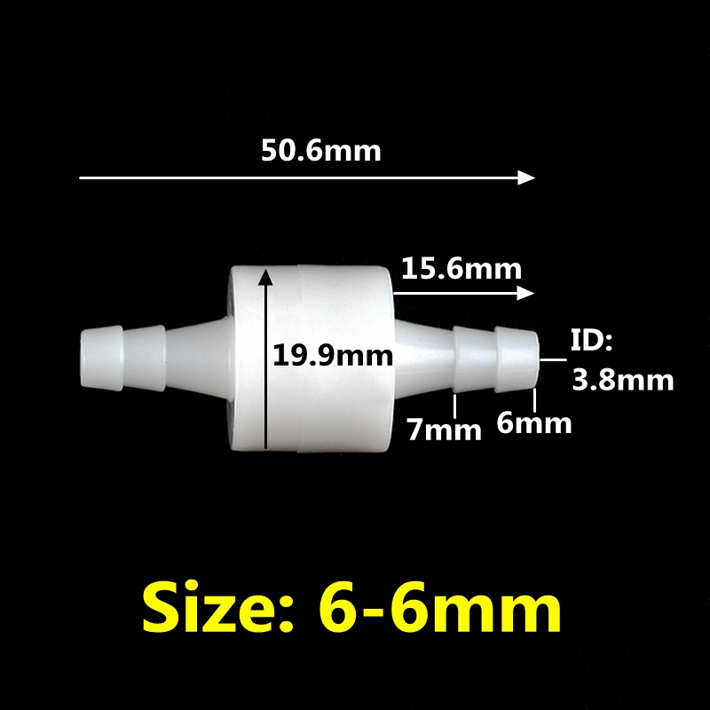 1Pcs 4/ 6/ 8/10/12mm Plastic One Way Inline Check Valve Gas Air Liquid Water Fluids Valve Aquarium Soft Pipe One-way Valve: 1pcs / 6mm