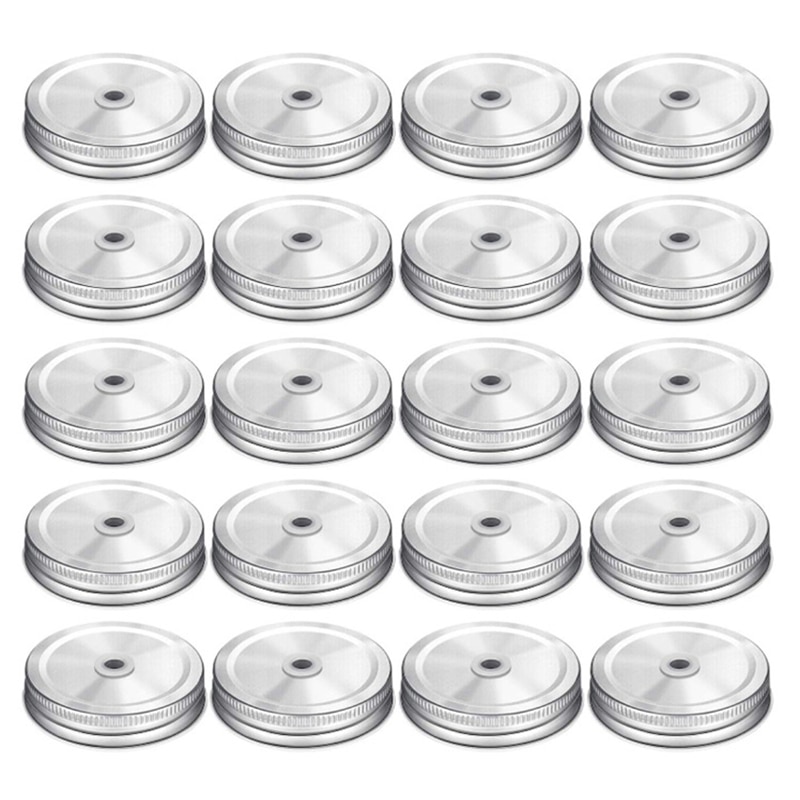 Stainless Steel With Straw Hole Lid Straw Cup Lid For Mason Bottle 70/86mm Flower Stopper Random Color