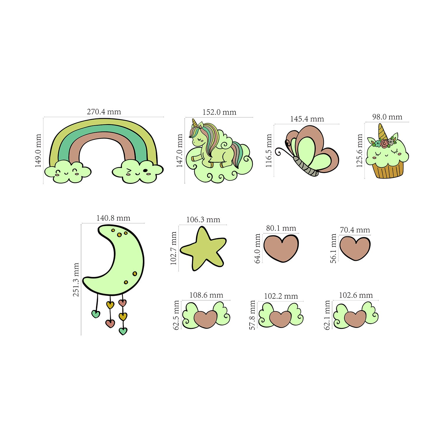 Cartoon Luminous Wall Stickers Home Decor Kawaii Moon Star Animal Wallpaper Kids Room Mural Nursery Poster Bedroom Decoration: GS-08