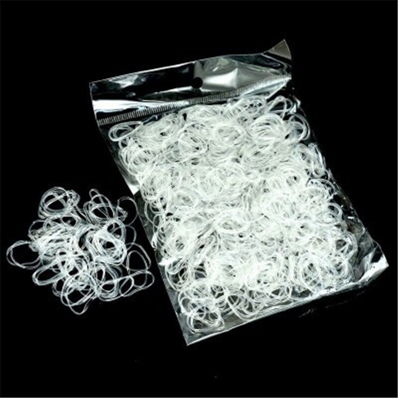 1000 unidades/pacote transparente cabelo elástico corda de borracha banda para as mulheres meninas amarrar rabo de cavalo titular acessórios ferramentas estilo do cabelo: Transparente