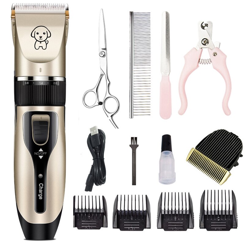 Elektrische hondentrimmer, usb-oplaadbaar, huisdiertrimmer, oplaadbaar, geluidsarm scheerapparaat, trimset voor huisdieren: K5- sets 6