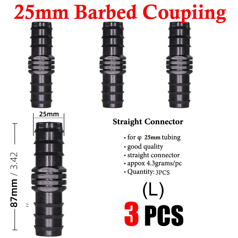 Garden Irrigation 16 20 25mm Tubing Barbed Connector Fitting Tee Elbow Couplings End Plug Shut Off Micro Drip Hose Adapter: LX3PCS