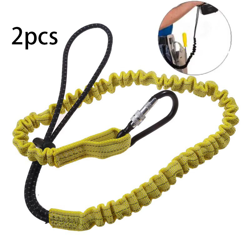 Cordón de herramienta de cuerda elástica de seguridad con mosquetón, trabajo de escalada, cuerda de seguridad anticaída, accesorios de escalada para trabajo aéreo