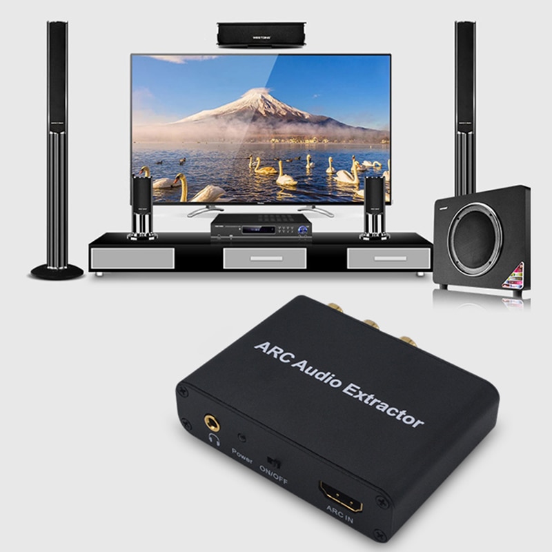 Aluminiumbåge hdmi-kompatibel ljudextraktor digital till analog ljudomvandlare aux spdif koaxial rca 3.5mm uttag