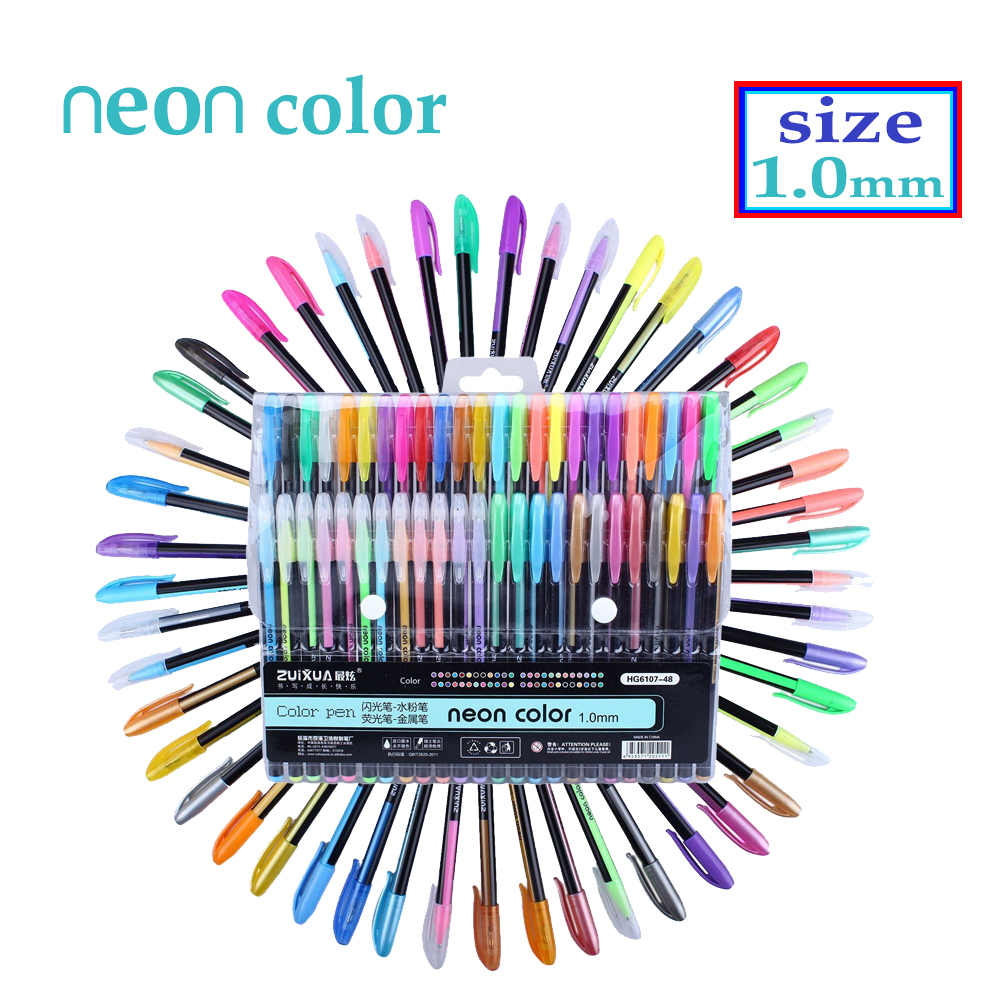 Artículos de dibujo artístico 36/48 plumas de Gel de Color conjunto de recambios Pastel brillo de neón de dibujo bolígrafos de colores para dibujar DE LA ESCUELA marcador
