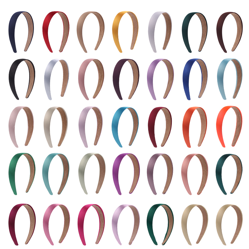 1 Pc Popular Lady Solid Satin Hair Band Plain Alice Headbands For Girls 1Inch Width Ribbon Headband Sales DIY Hair Accessori