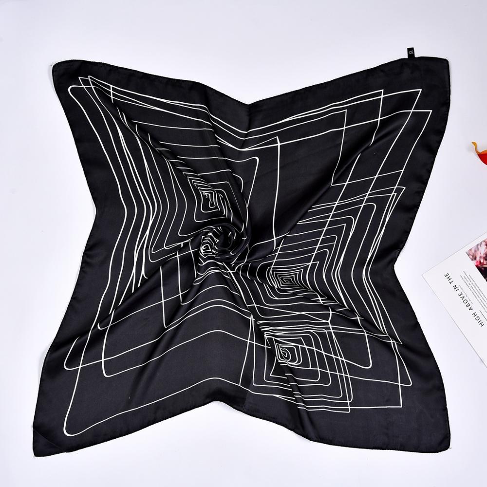 Dames bedrukte onregelmatige geometrie multifunctionele handgreep tas haar wraps zakdoek hoofdbandana imitatiezijde vierkante hijab sjaal