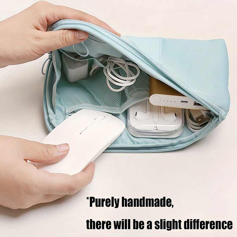 Bolsa de cables para accesorios de viaje, organizador electrónico USB Digital portátil, estuche para dispositivos, soporte para cargador móvil de carga de teléfono móvil de viaje: Azul