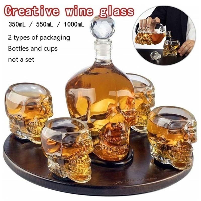 1000350/500/ML Kristall Schädel Flasche Wodka Schädel Erschossen Glas Flasche Mit Kork Schädel Kopf Glas Karaffe Für Whiskey Wein Geister