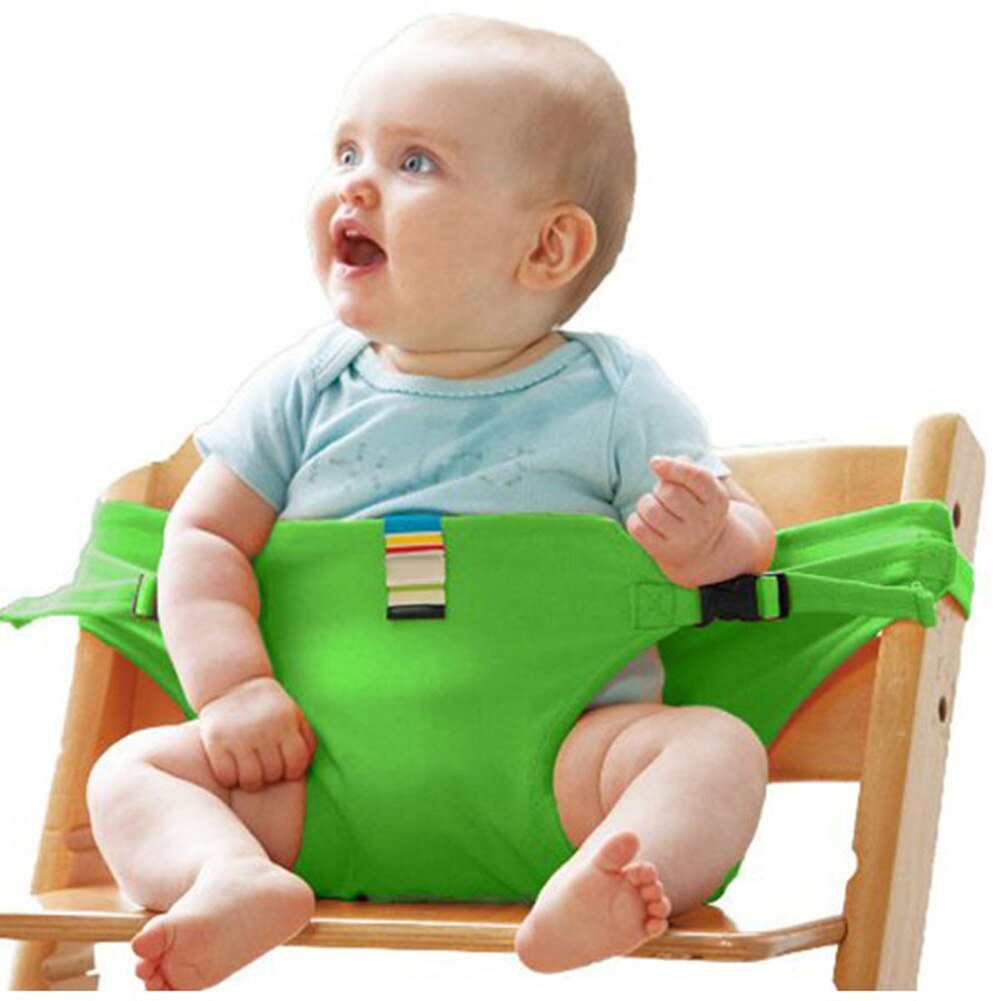 Bærbar babystol spædbarnssæde produkt spisestue frokoststol sikkerhedssele, der fodrer høj sele  m09: Grøn
